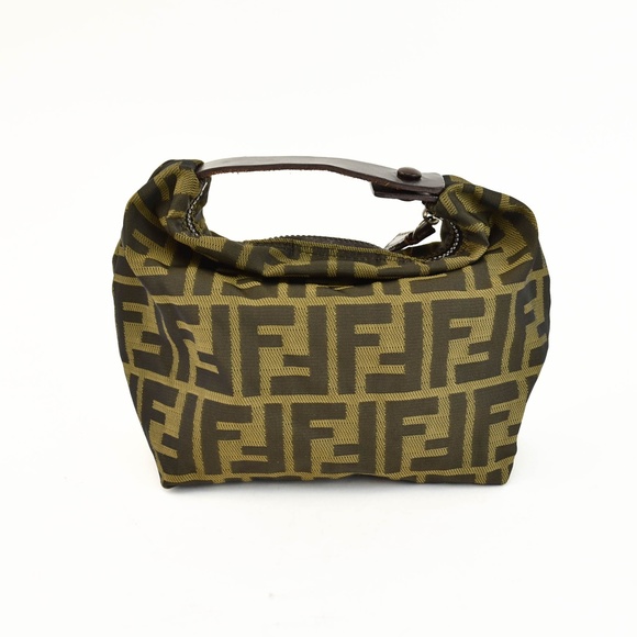 Fendi Handbags - FENDI "Zucca": Brown, "FF" Logo Cosmetic Bag (tx)